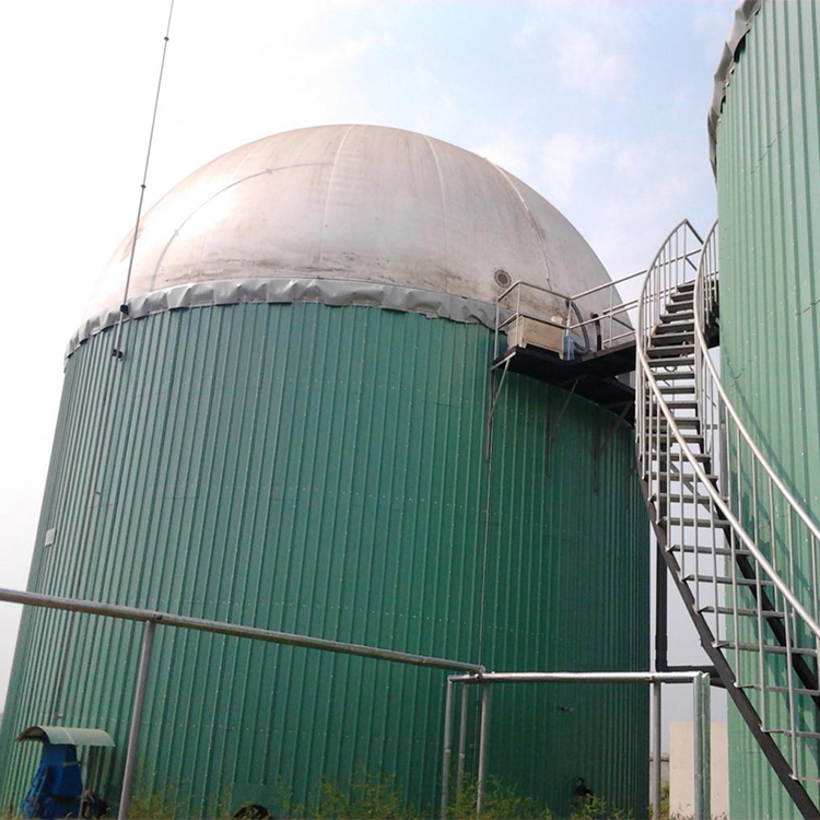 Integrated anaerobic equipment with double film biogas holder and related equipment